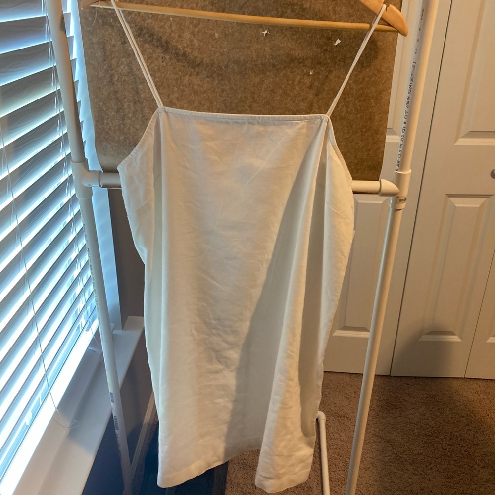 Linen Tie Strap Trapeze Dress